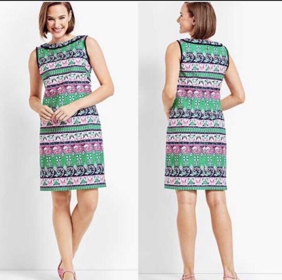 Talbots Dresses & Skirts - Talbots Women's Tulip Floral Print Shift Dress Size 4 Pink White Spring Easter